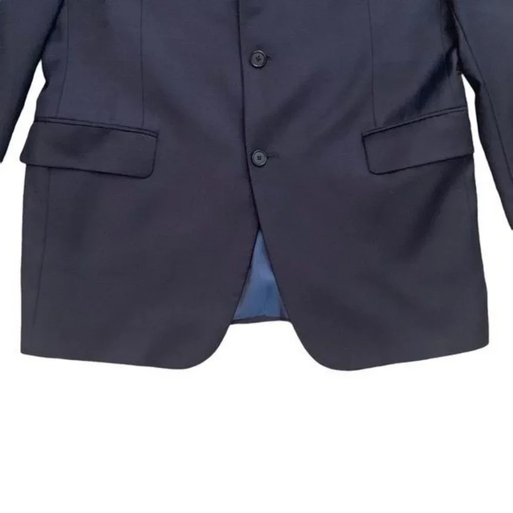 Hickey Freeman Milburn II Navy Blue Blazer 100% Worsted Wool Size‎ 42L